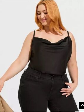 Torrid deep black satin cowl neck cami size 3X